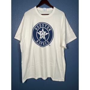 Houston Astros T-Shirt White 2XL SS Graphic Logo 100% Cotton Summer Baseball MLB